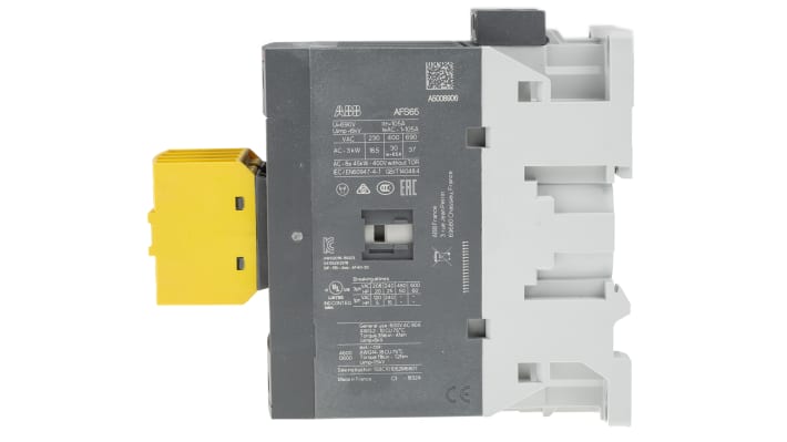 Contattore ABB Jokab AFS 1SBL387082R1122, 3 poli, 3 NO, 24-60 V CA, 105 A, 600 V CA, dimensioni 55x144x119.5 mm.