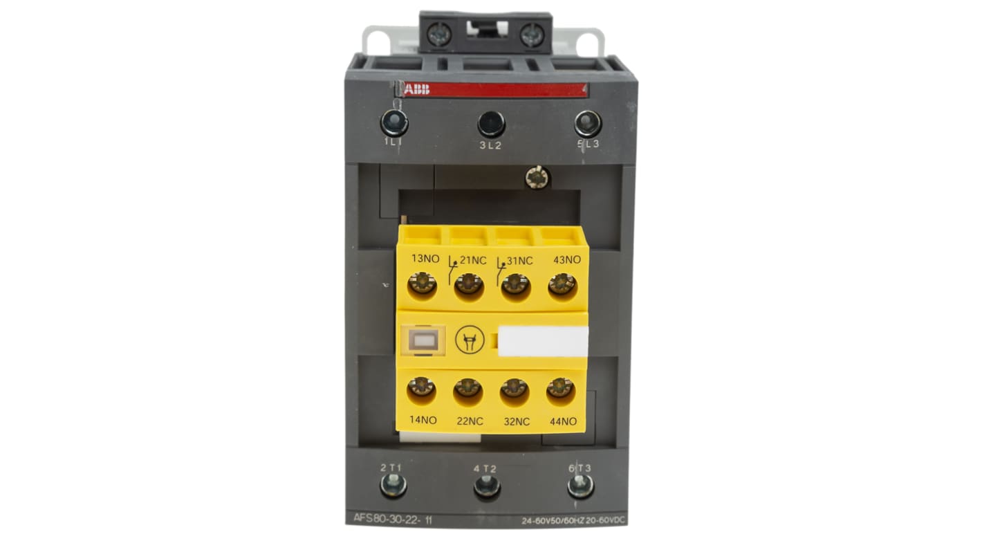 Contattore ABB Jokab 1SBL397082R1122 AFS, 3 poli, 3 NO, 125 A, tensione bobina 24-60 V CA, dimensioni 149x70x119.5 mm.