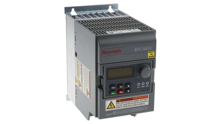 Inverter Bosch Rexroth EFC5610-0K40-3P4-MDA-7P-NNNNN-L1NN, 0,4 kW, 3 fasi, montaggio su guida DIN, dimensioni 167x166x95 mm.