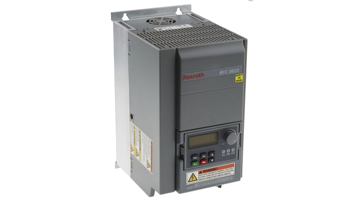 Inverter trifase Bosch Rexroth EFC5610-3K00-3P4-MDA-7P-NNNNN-L1NN, 3 kW, montaggio su guida DIN, dimensioni 120x175x231 mm.