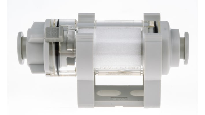 Filtro SMC ZFC75-B per aspirapolvere, grado di filtrazione 5μm, attacco 8 mm, portata 100L/min, design compatto in policarbonato.