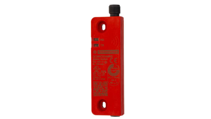 Interruttore di sicurezza RFID Telemecanique Sensors XCSRC31AM12, 24V cc, M12 per automazione industriale. Alta durata, protezione IP66, riparazione abilitata.