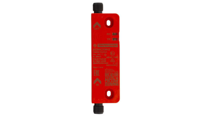 Interruttore di sicurezza RFID Telemecanique Sensors XCSRC32M12, 24V cc, 2 contatti NO, grado di protezione IP65-69K, dimensioni 45mm x 15mm x 118.6mm.