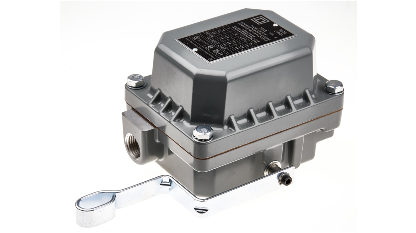 Interruttore a galleggiante Telemecanique Sensors 9036DW31 in alluminio, montaggio su supporto, 2 NC DPST, tensione max 230 V.