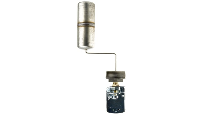 Interruttore a galleggiante Telemecanique Sensors 9037HG37 in polipropilene, montaggio a vite, 2 contatti NC, tensione max 230 V.