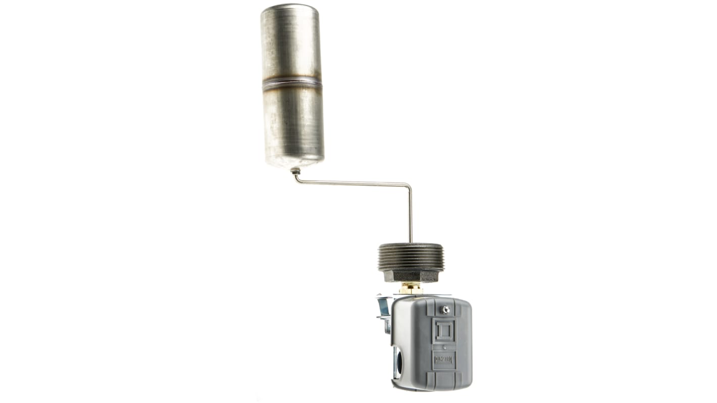 Interruttore a galleggiante Telemecanique Sensors 9037HG30 in polipropilene, montaggio a vite, 2 contatti NC, temperatura operativa -30/+105 °C.