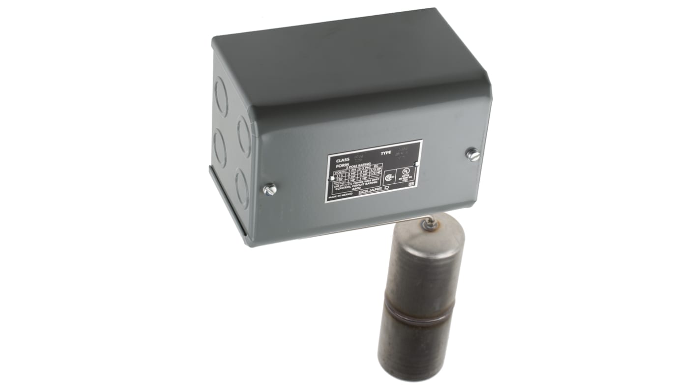 Interruttore a galleggiante Telemecanique Sensors 9038CG36Z20, corpo in acciaio verniciato, montaggio a vite, uscita 4 NC DPST, temperatura operativa -22 a 220 F.