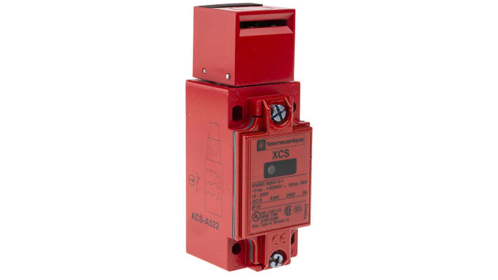 Interruttore di sicurezza Telemecanique Sensors XCSA522, 2NA/1NC, IP67, custodia metallica, dimensioni 44x114x40 mm.