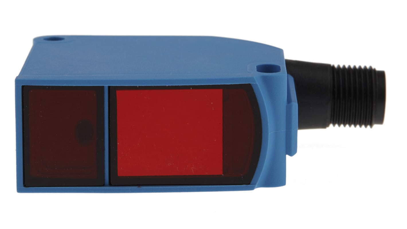 Sensore fotoelettrico rettangolare Sick WTT12LC-B2563, rilevamento da 50 mm a 3,8 m, montaggio a pannello, grado di protezione IP67.
