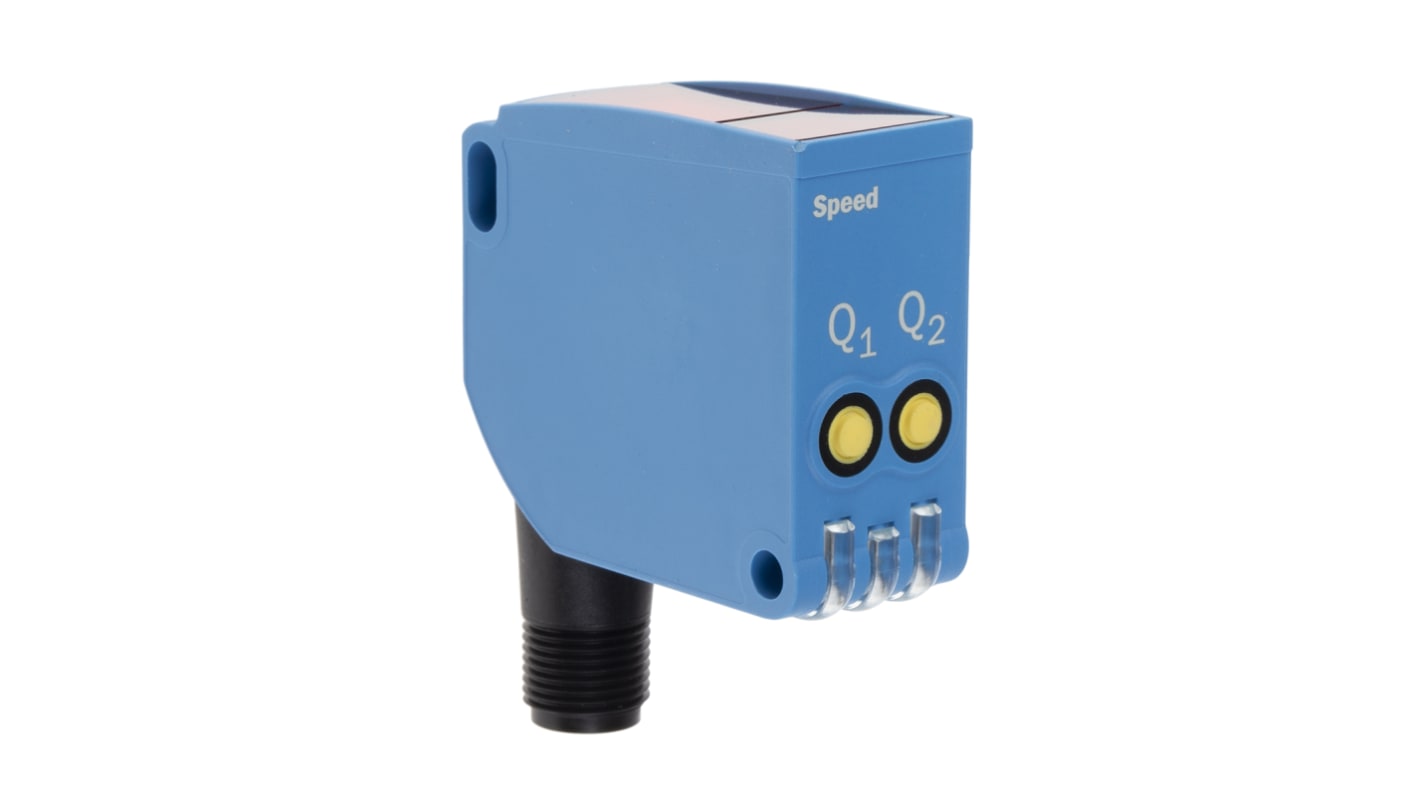 Sensore fotoelettrico rettangolare Sick WTT12LC-B2533, rilevamento da 50 mm a 2500 mm, con uscita NPN/PNP e connettore M12.