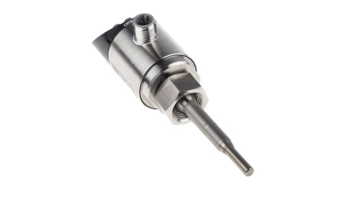 Sensore di flusso Omron E8FC-25T per liquidi, portata 0,6-14 L/min, pressione max 10 MPa, connettore M12.