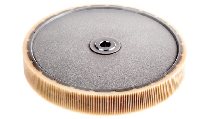 Ruota per encoder Baumer MR592.10D, rivestimento metallico o sintetico, foro 10 mm, montaggio con staffa Z 119.017.