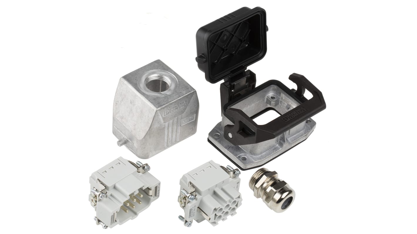 Kit connettore alimentazione Phoenix Contact 1416344, 6 pin, 16A, 500 V, con innesto laterale, in alluminio resistente.