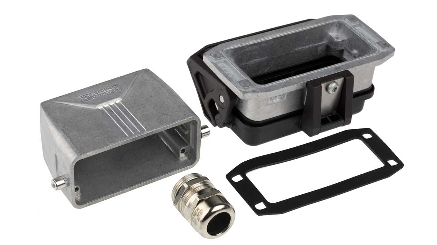 Phoenix Contact, kit connettore alimentazione 16 pin, 16A, 500 V, in alluminio, connessione a innesto, orientamento laterale.