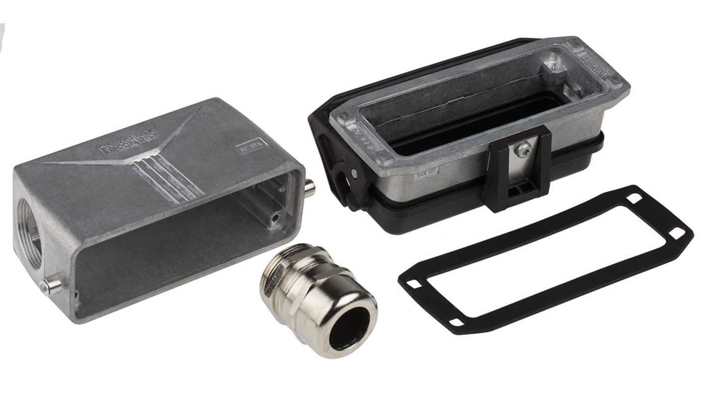 Kit connettore alimentazione Phoenix Contact 1416358, 24 pin, 16A, 500 V, con innesto laterale, in alluminio resistente.