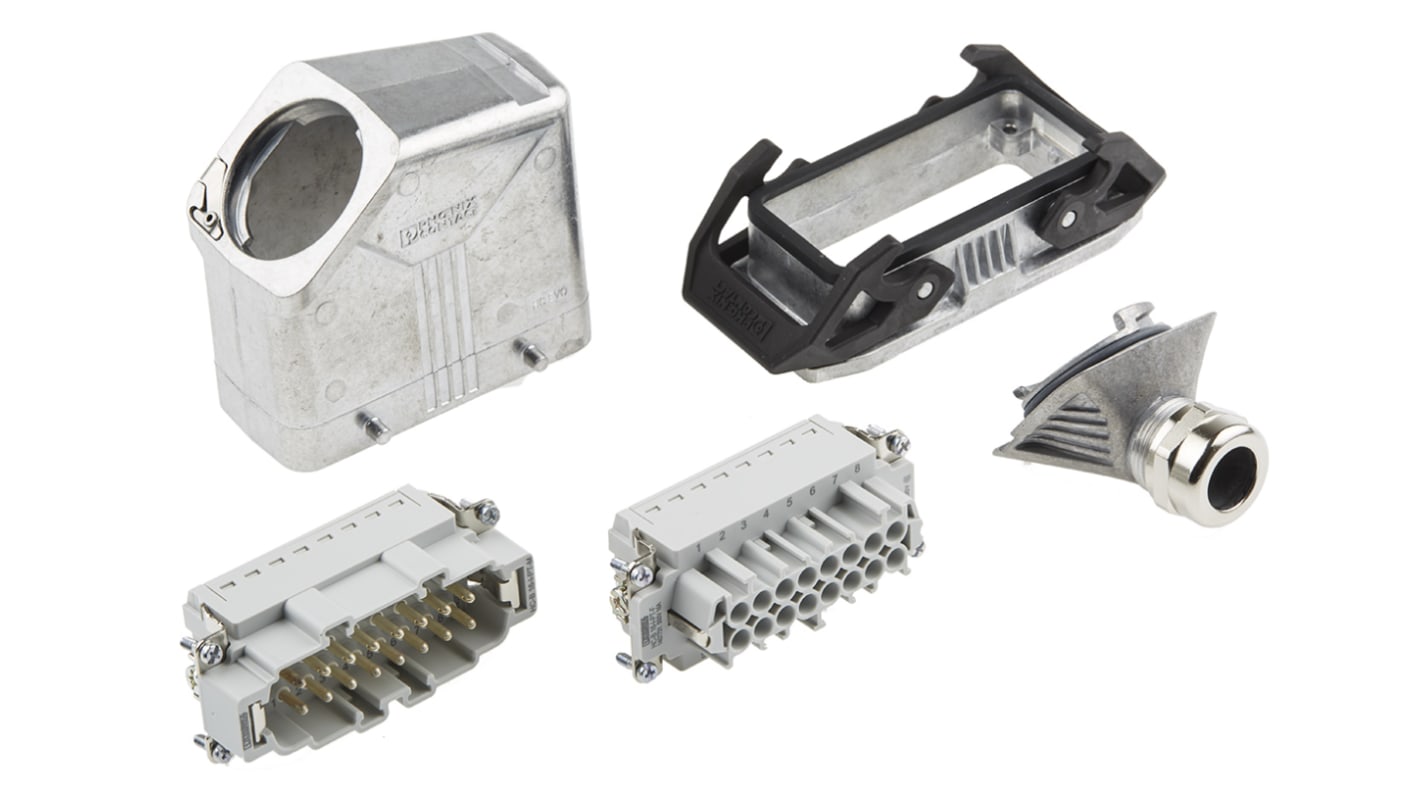 Kit connettore alimentazione Phoenix Contact 1411489, femmina e maschio, 16 pin, 16A, 500 V, montaggio a pannello, orientamento laterale.