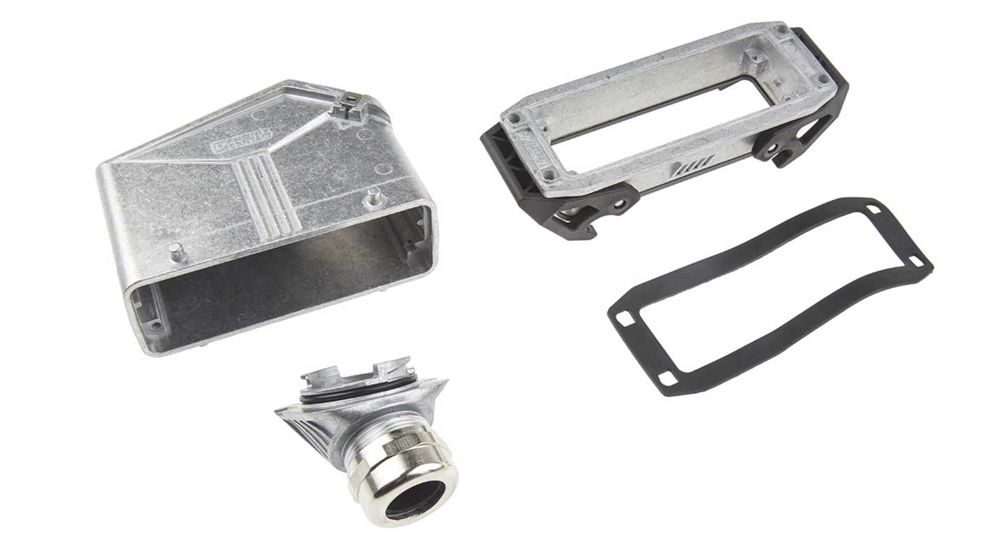 Kit connettore alimentazione Phoenix Contact, 24 pin, 16A, 500 V, montaggio a pannello, corpo in metallo, orientamento laterale.