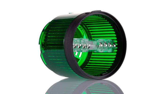 Torretta di segnalazione Allen Bradley 856T-BB3, luce verde LED, alimentazione 24 V, IP67, altezza 77 mm, base 70 mm.