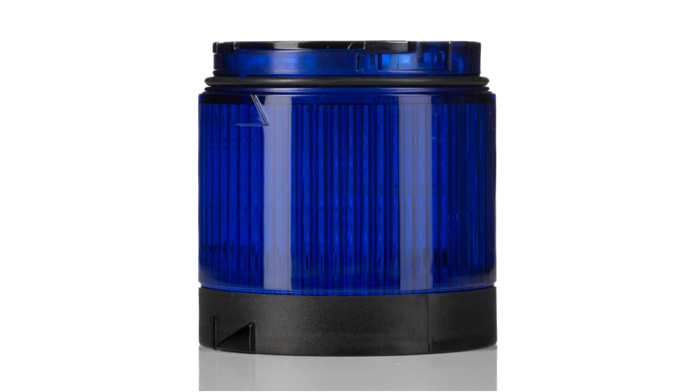 Torretta di segnalazione Allen Bradley 856T-BB6, blu, 24 V, IP67, altezza 77 mm, effetti luminosi fissi e lampeggianti.