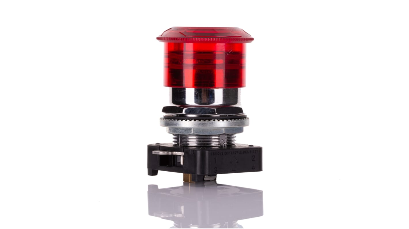 Pulsante di arresto di emergenza Allen Bradley 800TTFXTS00R, montaggio a pannello, testa a fungo rossa, illuminato a LED.