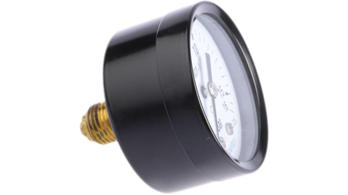 Manometro Bourdon MAT2F20B24, 50 mm, attacco G 1/4, pressione 0-16 bar, precisione ± 2.5%, certificato ISO.