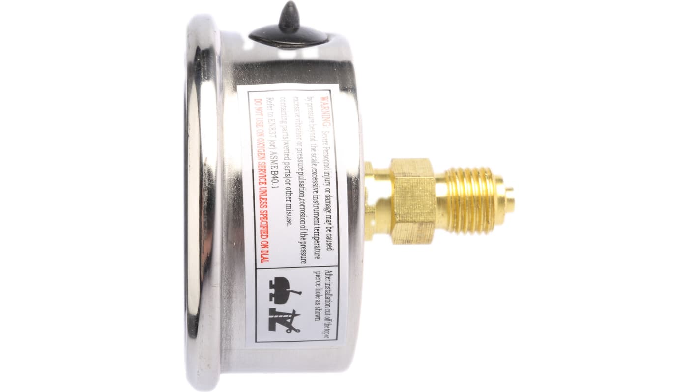 Manometro Bourdon MIT3-F22.B19, misura pressione 0-4bar, diametro 63mm, attacco posteriore, precisione 1.6%.