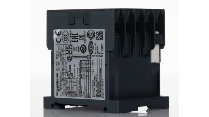 Contattore Schneider Electric LC1K0901F7, 3 poli 20A 4kW 110V CA - Montaggio su guida DIN per controllo motori industriali.
