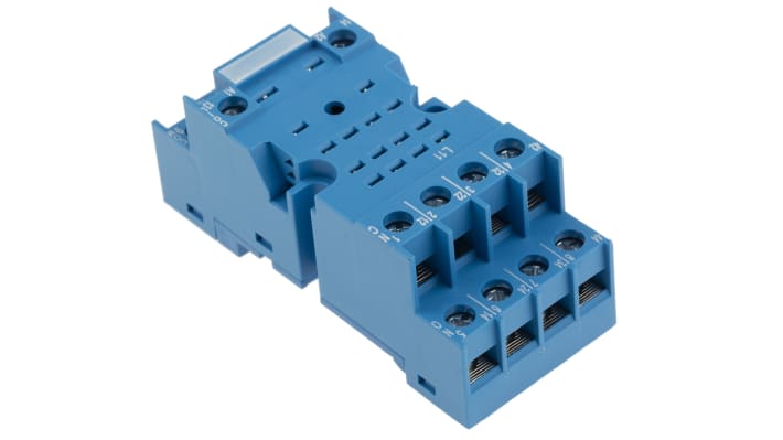 Finder 94.74SMA, zoccolo per relè serie 55.34, montaggio su guida DIN, 14 contatti, dimensioni 39,5 x 20,6 x 27,5 mm.