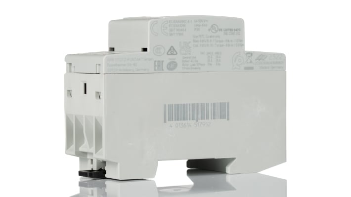 Contattore ABB HD451795, 4 poli, 25 A, bobina 230 V c.a., dimensioni 65x36x85 mm, grado di protezione IP20.