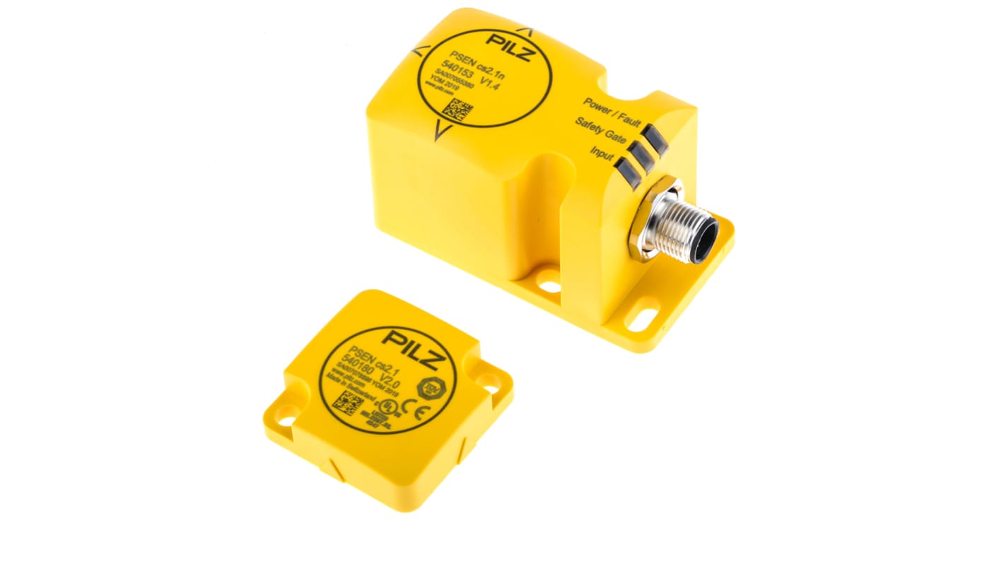 Interruttore di sicurezza M12 Pilz 540103, senza contatto, 24V cc, categoria di sicurezza 4, grado di protezione IP67.