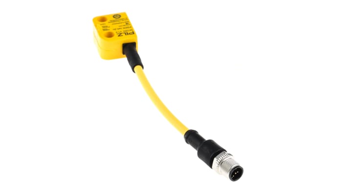 Interruttore di sicurezza senza contatto Pilz 541203, tecnologia transponder, 24V cc, custodia IP67, dimensioni 26.4mm x 18mm x 37mm.