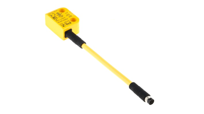 Interruttore di sicurezza senza contatto Pilz 541210, tecnologia transponder, 24V cc, protezione IP67, dimensioni 26.4mm x 19mm x 37mm.