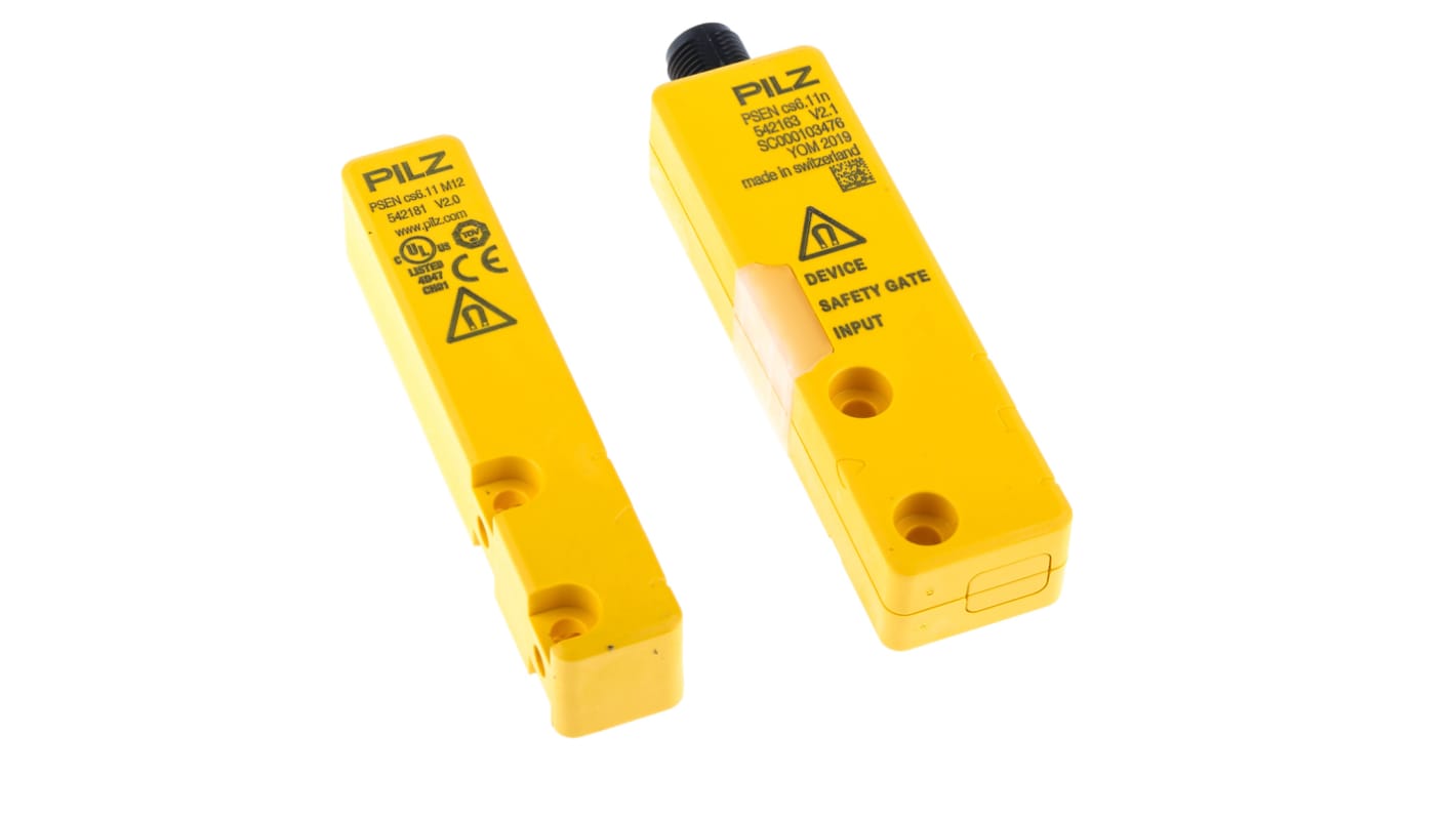 Interruttore di sicurezza senza contatto Pilz 542113, tecnologia transponder, connessione M12, protezione IP66/IP67, dimensioni 101.6 x 26.4 x 19 mm.