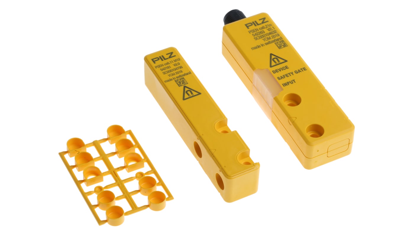 Pilz 542213, interruttore di sicurezza M12 senza contatto, 24V cc, IP66/IP67, dimensioni 26.4mm x 101.6mm x 19mm.