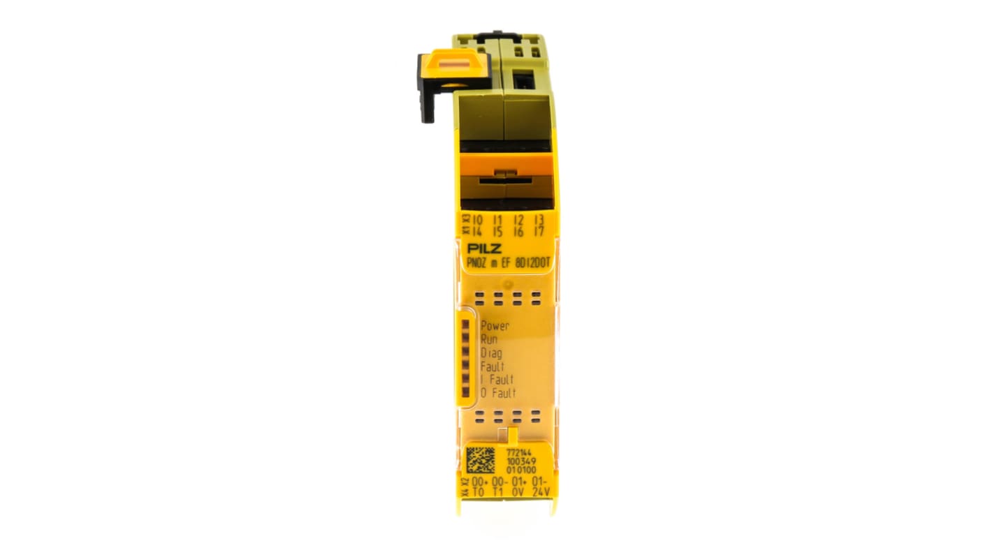 Controller di sicurezza Pilz 772144, PNOZ m EF, 8 ingressi, 2 uscite, dimensioni 98 x 22,5 x 120 mm, grado di protezione IP20/IP54.