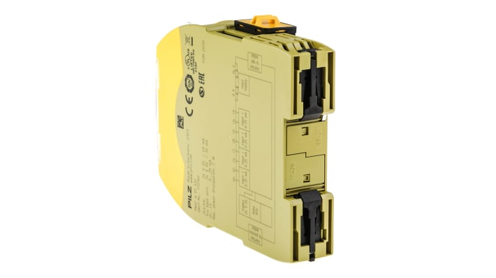 Controller di sicurezza Pilz 772160, 4 ingressi, alimentazione 24 V c.c., categoria 4, dimensioni 98 x 22,5 x 120 mm.
