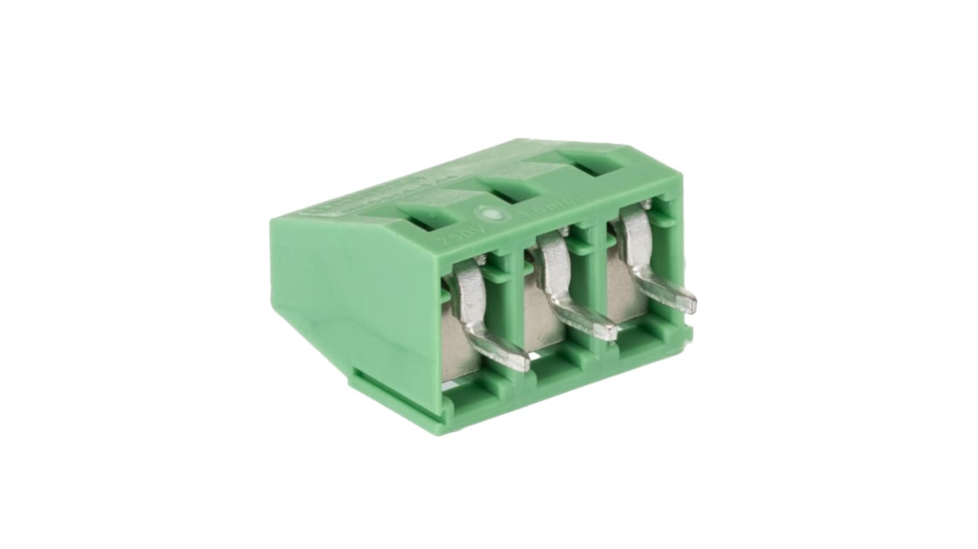 Morsettiere per circuito stampato Phoenix Contact 1715734, passo 5,08 mm, montaggio a foro passante, 3 vie, saldare - Ideale per collegamenti sicuri e ridotto innalzamento temperatura. Conforme RoHS e standard EN-VDE.