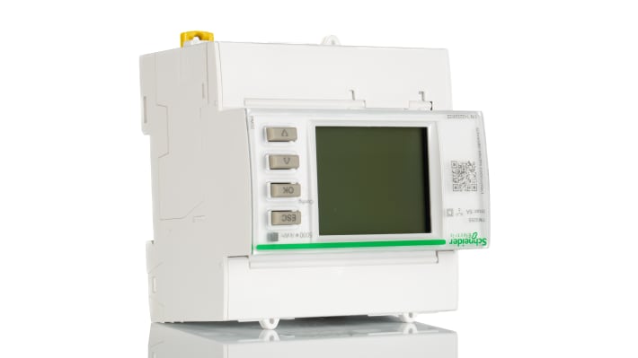 Misuratore di energia Schneider Electric METSEPM3255 3 fasi con display LCD retroilluminato. Monitoraggio preciso per applicazioni domestiche e industriali.
