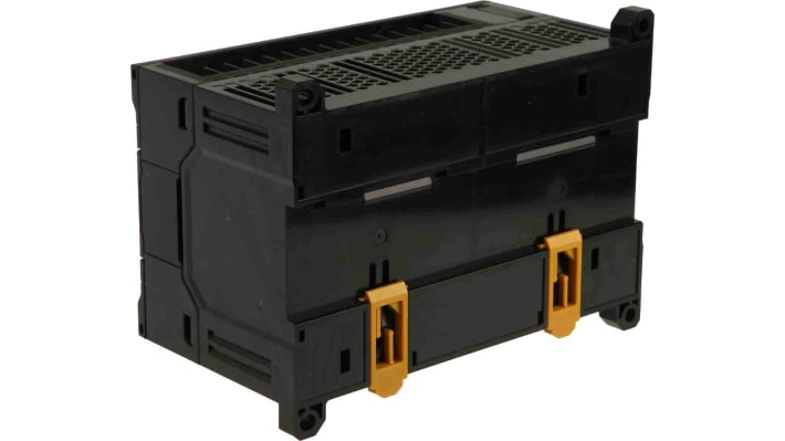 Omron CP2E-N40DR-A, CPU PLC compatto con 24 ingressi digitali, montaggio a pannello, dimensioni 150 x 80 x 110 mm.