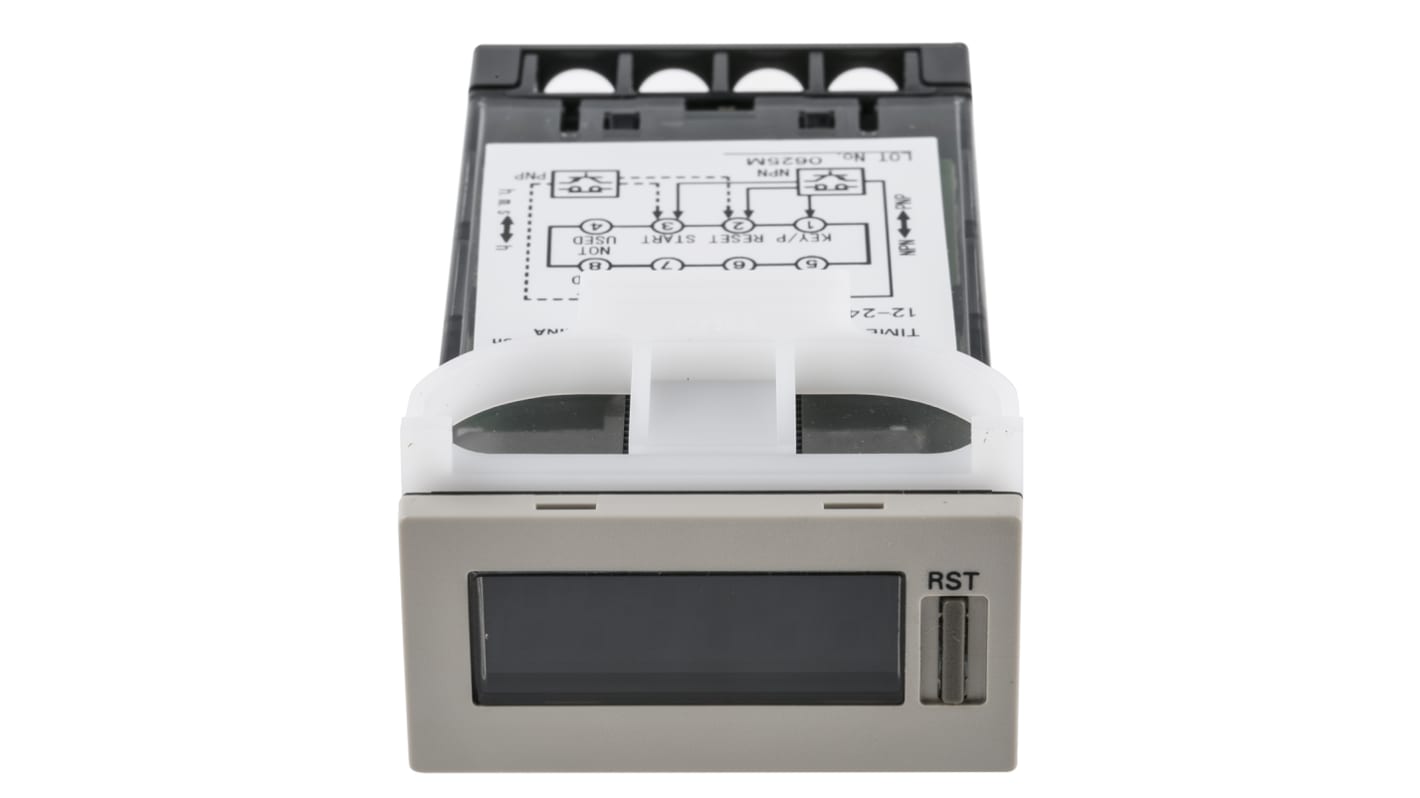 Contatore Omron H7GP-TD con display LCD 6 cifre, alimentazione 12-24 V c.c., montaggio a pannello, intervallo 0-99999.9.