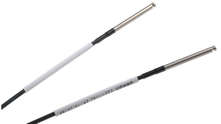 Sensore per fibre ottiche Omron E32T14L, grado di protezione IP67, lunghezza fibra 2m, rilevamento fino a 600 mm.