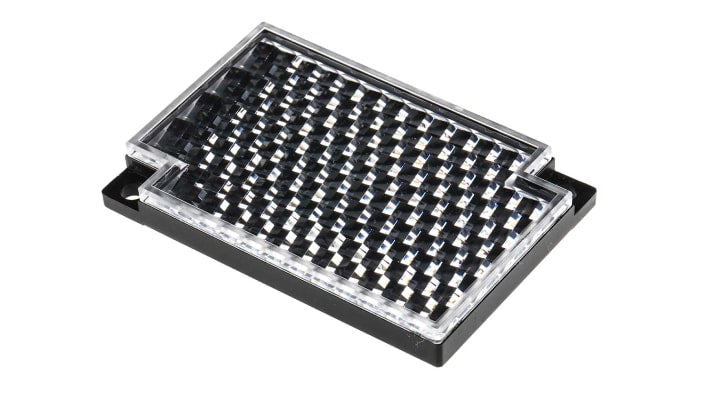 Omron E3SAR36, sensore fotoelettrico rettangolare a retroriflessione, rilevamento 100 mm-2 m, uscita PNP, IP67.