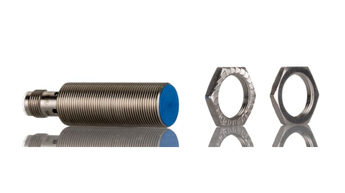 Sensore di prossimità cilindrico Sick IMB18-08BPSVC0S, PNP, 8 mm, IP68/IP69K, acciaio inox, connettore M12, -40/+100 °C.