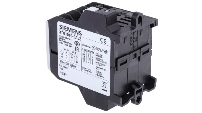 Contattore Siemens 3TG1 4 poli 4NO 4A 4kW 230V CA - Serie SIRIUS Innovation - 3TG1010-0AL2 per reti ad alta corrente e controllo di apparecchiature industriali.