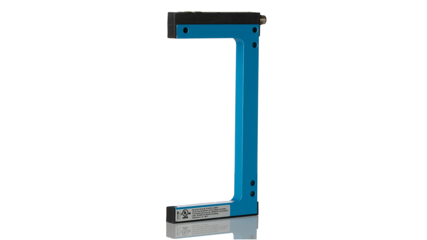Sensore fotoelettrico Sick WF120-60B410, rilevamento a forcella 120 mm, uscita luce/buio, custodia metallica, IP65.