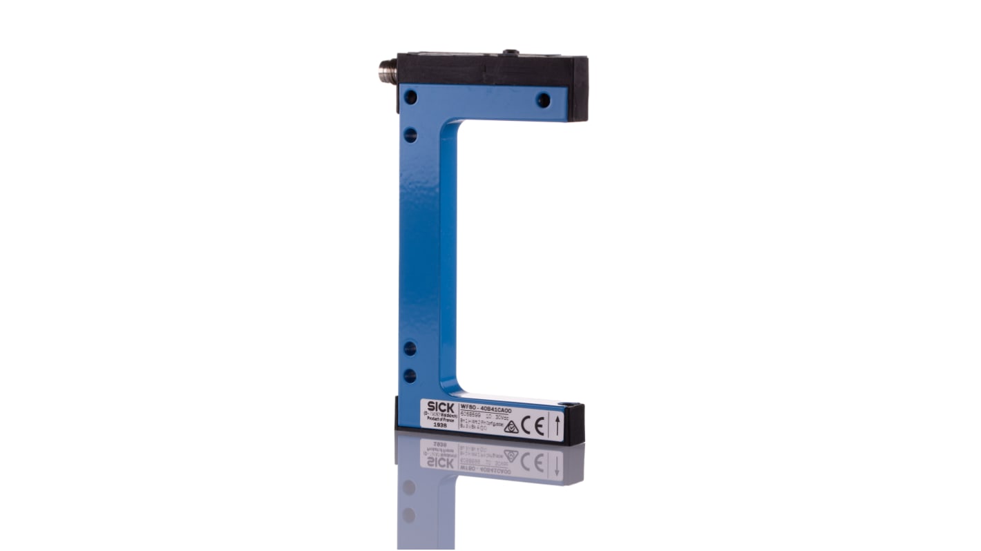 Sensore fotoelettrico Sick WF80-40B41CA00, rilevamento luce/buio, 80 mm, custodia metallica, IP65, interfaccia IO-Link.