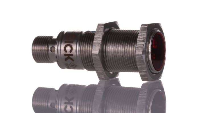 Sensore fotoelettrico cilindrico Sick GRTE18S-P2412V, PNP, rilevamento 3-115 mm, connettore M12, IP67/IP68/IP69K.
