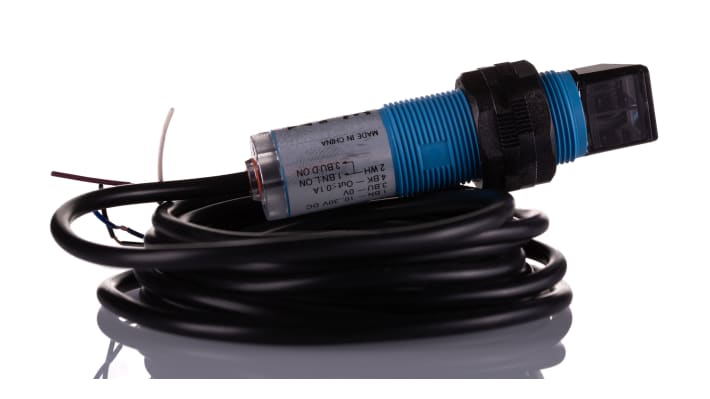 Sensore fotoelettrico cilindrico Sick VTE180-2P41149, PNP, rilevamento 1-450 mm, IP67, 30V, 100 mA, risposta 0,0005 s.