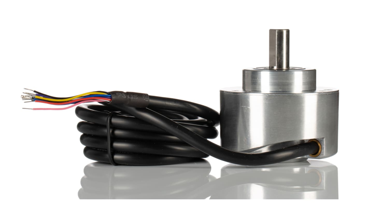 Encoder incrementale Sick DBS60E-S1FK00360, 360 impulsi/giro, montaggio ad albero pieno, IP65, dimensioni 58x58x44,35 mm.