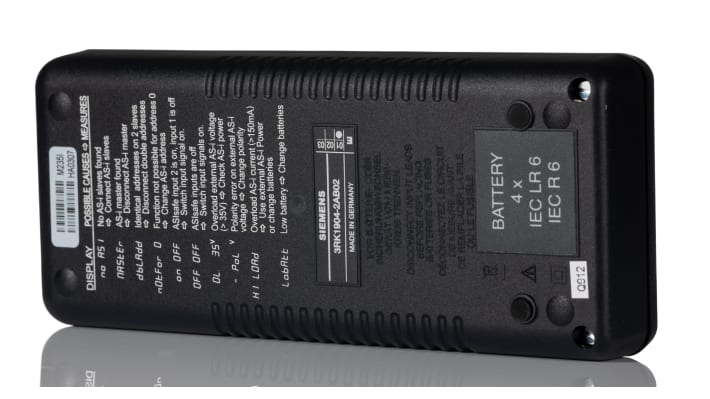 Adattatore AS-I Siemens 3RK1904-2AB02 per moduli slave, IP50, dimensioni 195x84x35 mm, autonomia fino a 2500 comandi.